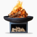 Fire bowl 100 cm with wood storage compartment -Palma-