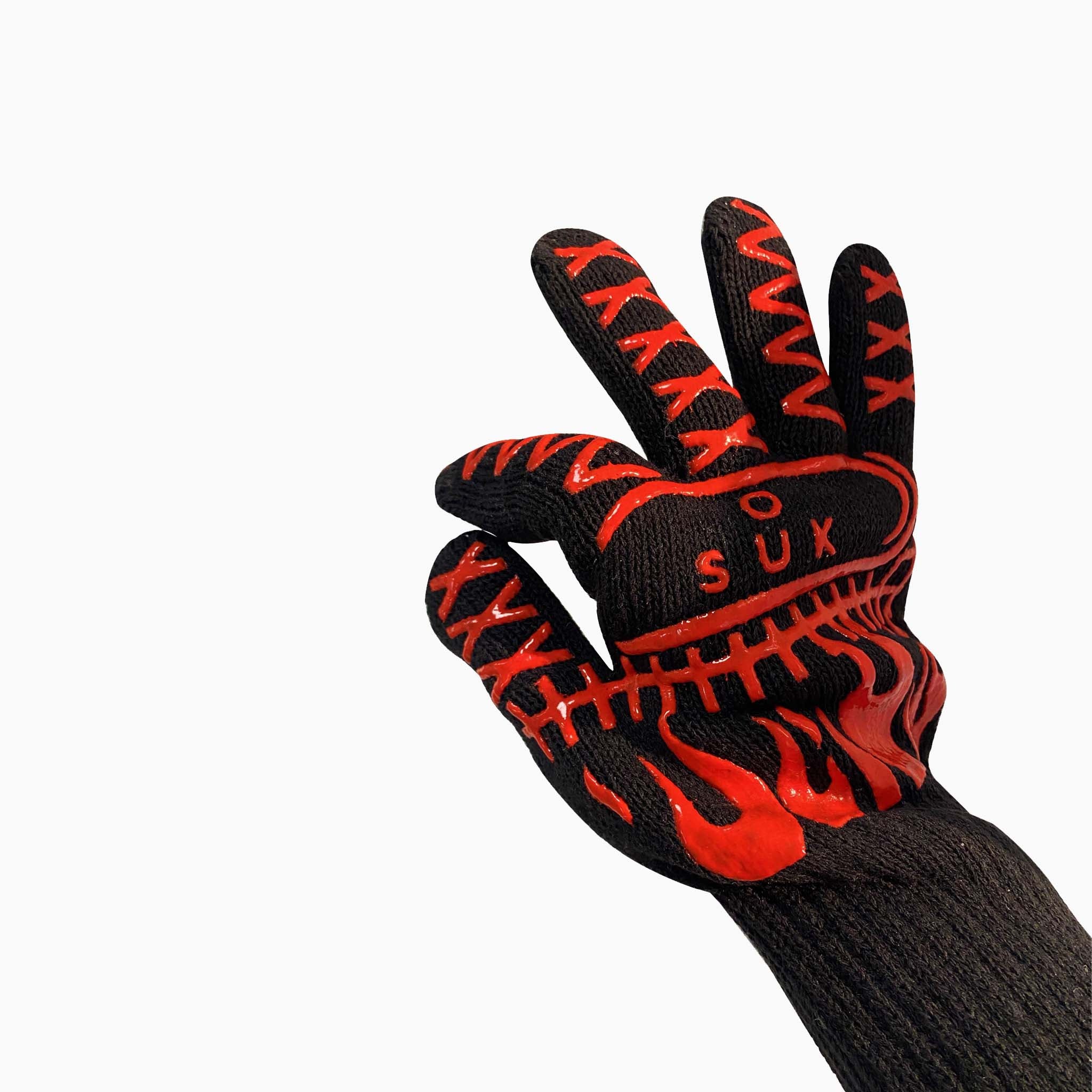 Heat-resistant grill glove black / red