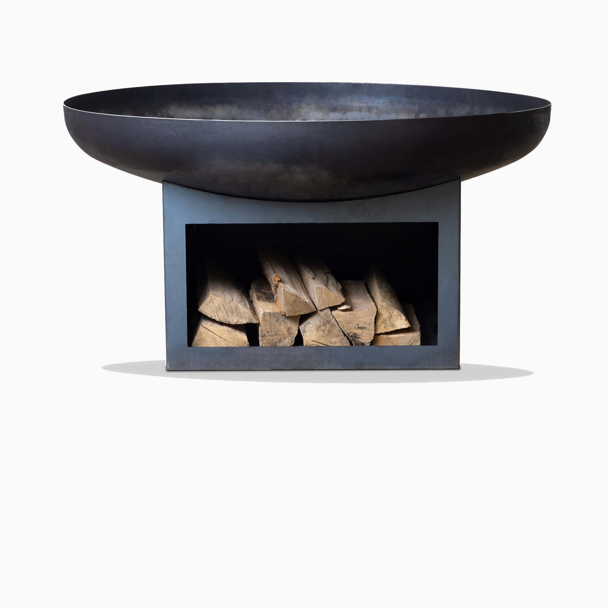 Fire bowl 80 cm with wood storage compartment -Palma-