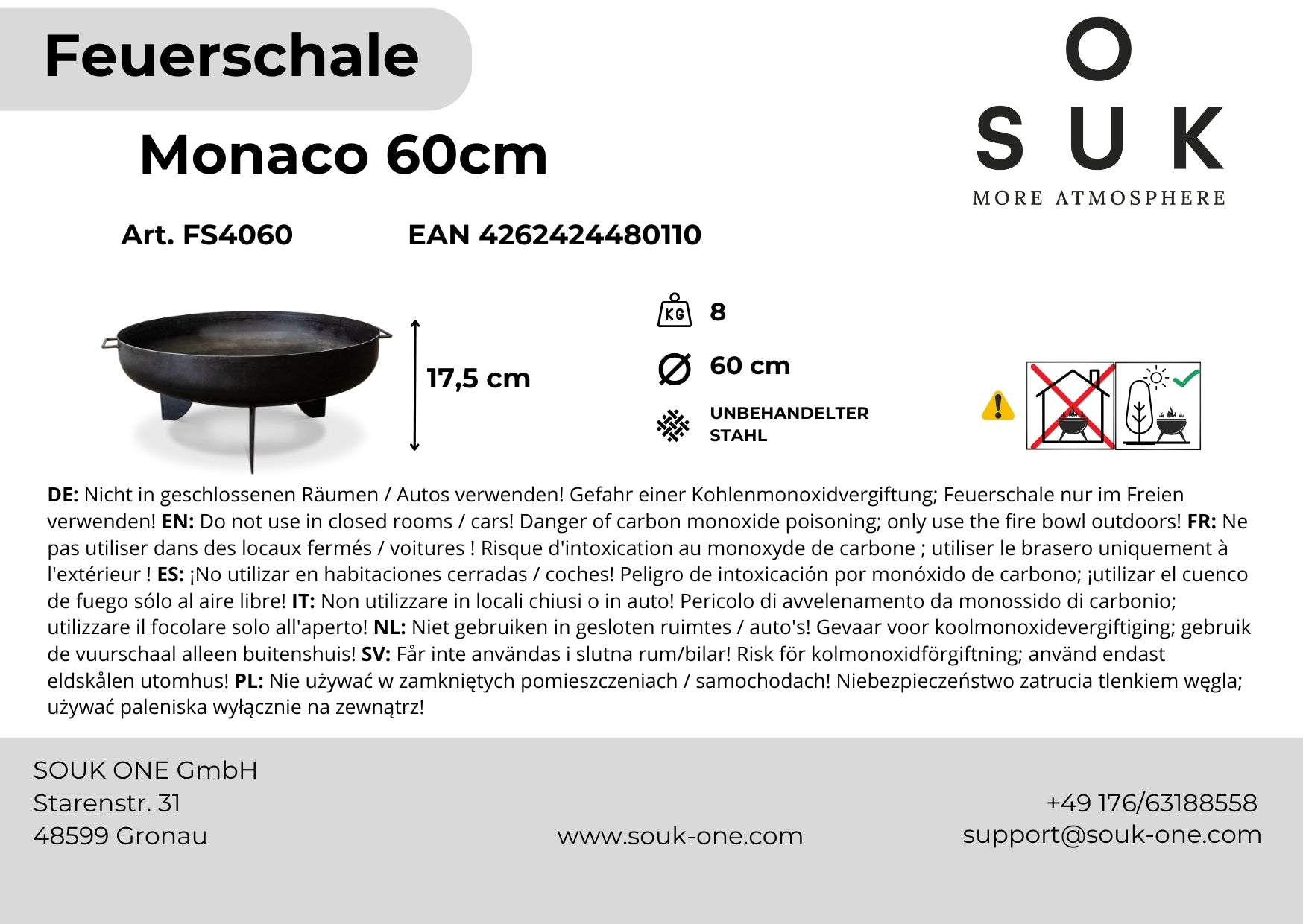 Fire bowl 60 cm with pointed feet -Monaco-