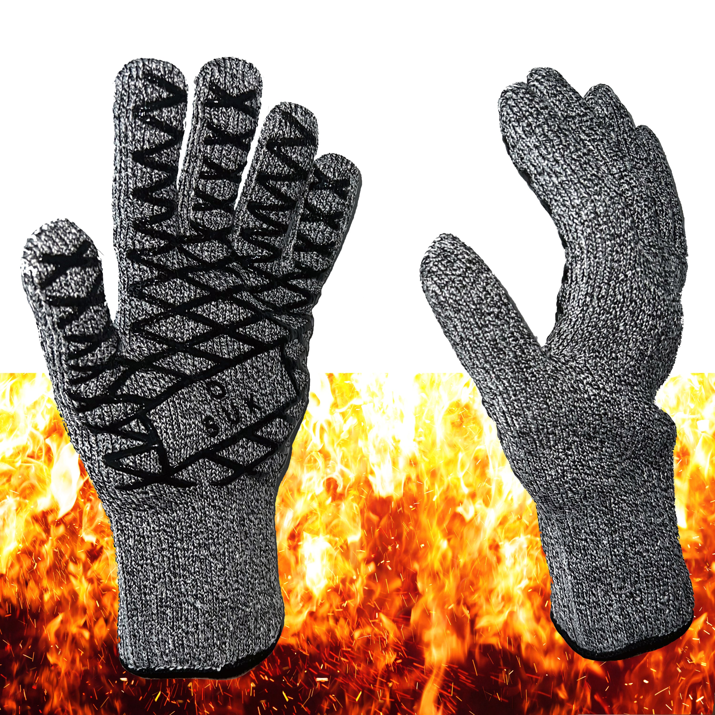 Heat-resistant grill glove gray / black