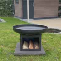 Fire bowl 60 cm with wood storage compartment -Palma-