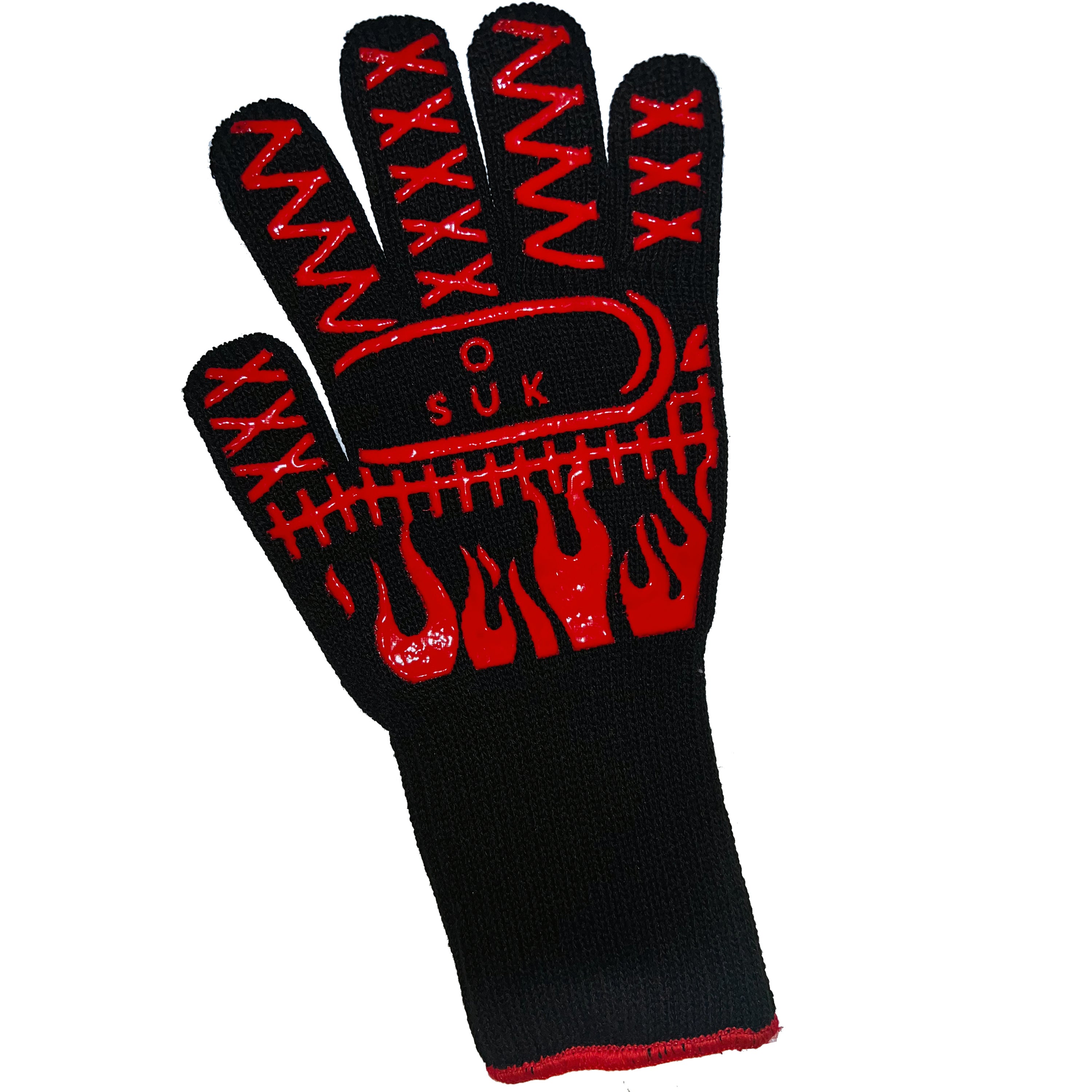 Heat-resistant grill glove black / red